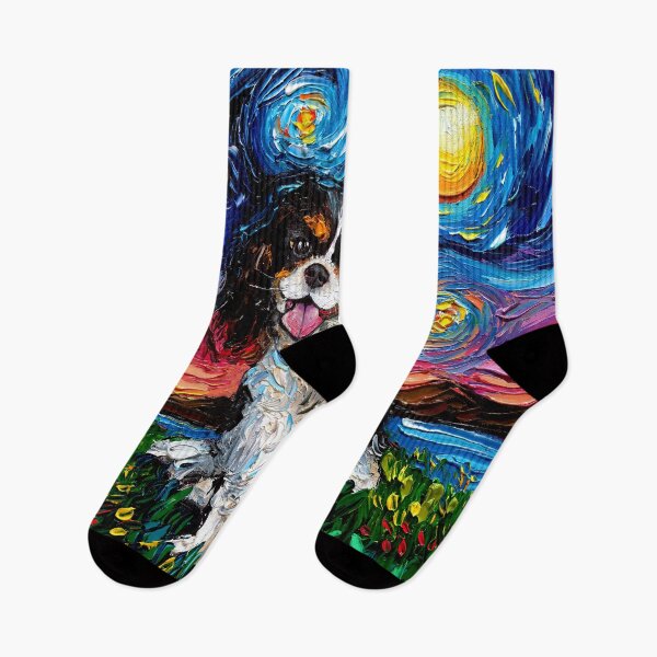 Item preview, Tri Color Cavalier King Charles Spaniel Night designed and sold by AjaTrier.