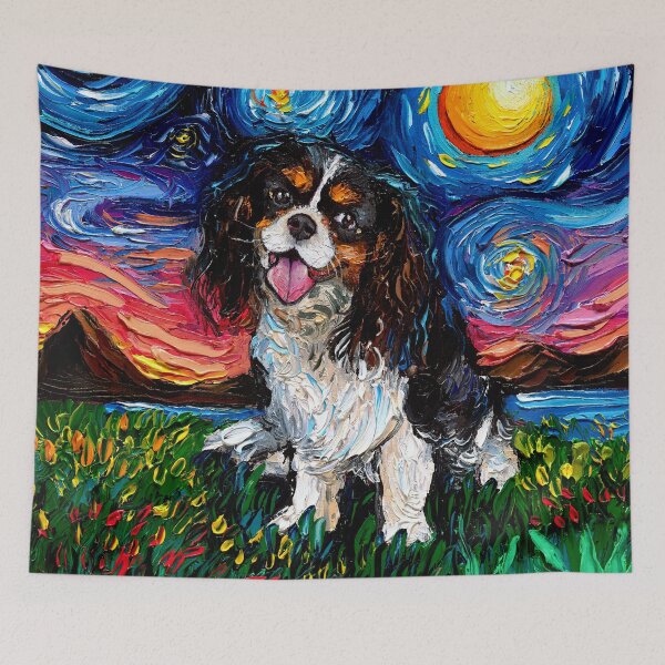 Item preview, Tri Color Cavalier King Charles Spaniel Night designed and sold by AjaTrier.