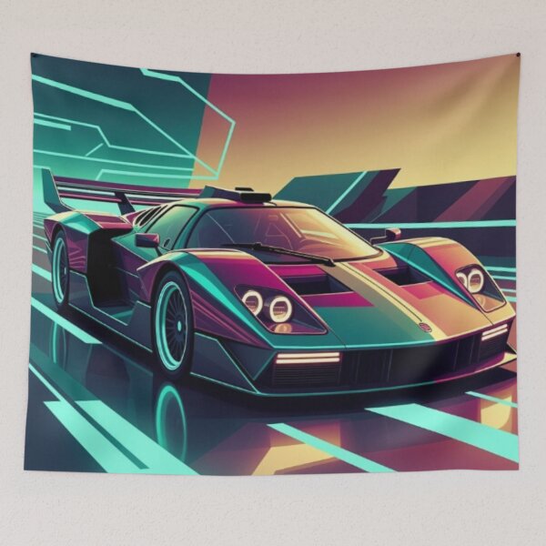 Item preview, Retro Synthwave Hypercar - Cyber Vector Race Track Art designed and sold by Nexus Space.