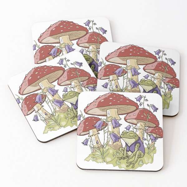 Item preview, Frog in Vest with Amanita Mushrooms and Bluebells designed and sold by LeshanArt.