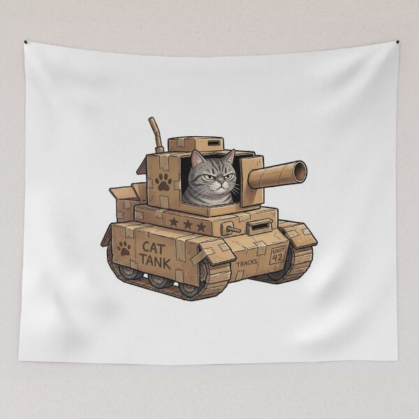 Item preview, Cat in Cardboard Box Tank designed and sold by YNAMREG.