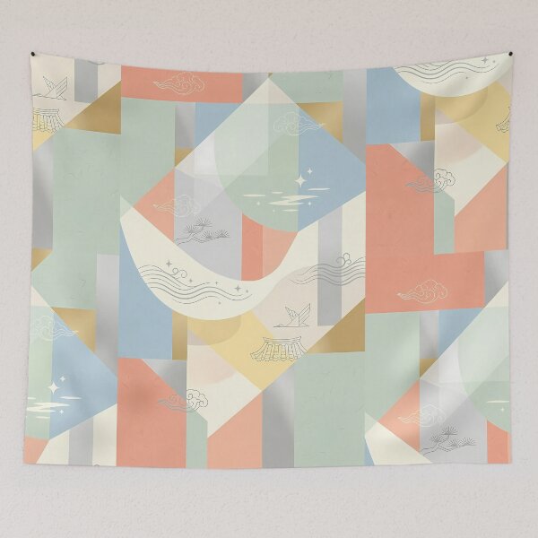 Item preview, Aesthetic Korean Heritage Pastel Geometric Pattern - Soft Modern Oriental Art designed and sold by SOOstudio73.