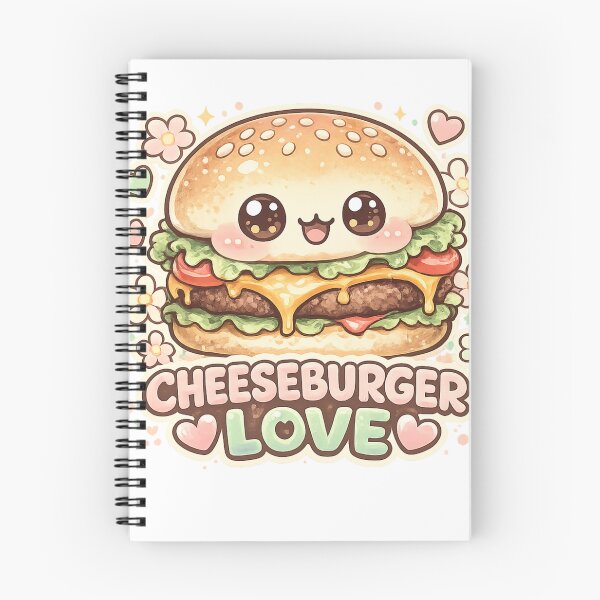 Item preview, Cute Cheeseburger Love: Kawaii Adorable Food Art Character Hearts Design designed and sold by irfanshikh.
