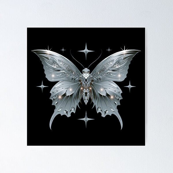 Item preview, Minimal Chrome Cyberpunk Butterfly – Y2K Cybercore Aesthetic designed and sold by daila70.