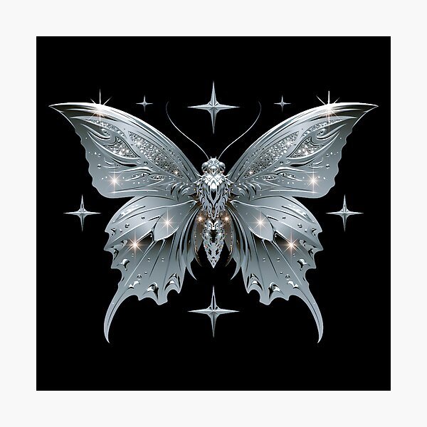 Item preview, Minimal Chrome Cyberpunk Butterfly – Y2K Cybercore Aesthetic designed and sold by daila70.