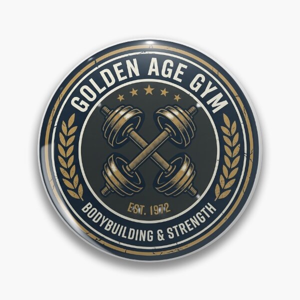 Item preview, Golden Age Gym Vintage Bodybuilding EmblemLa designed and sold by JeevanStickers.