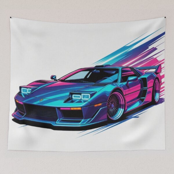 Item preview, 80s Synthwave Supercar - Retro Neon Vector Racing Art designed and sold by Nexus Space.