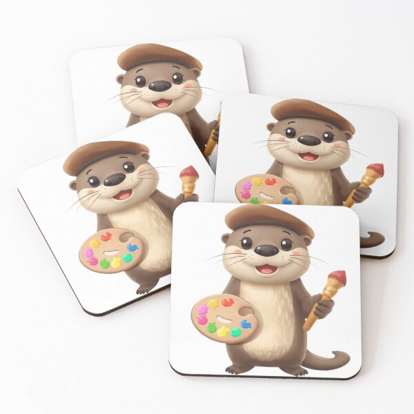 Item preview, Cute Paint Artist Otter Kawaii Sticker | Creative Animal Art Gift designed and sold by Stylestickers55.