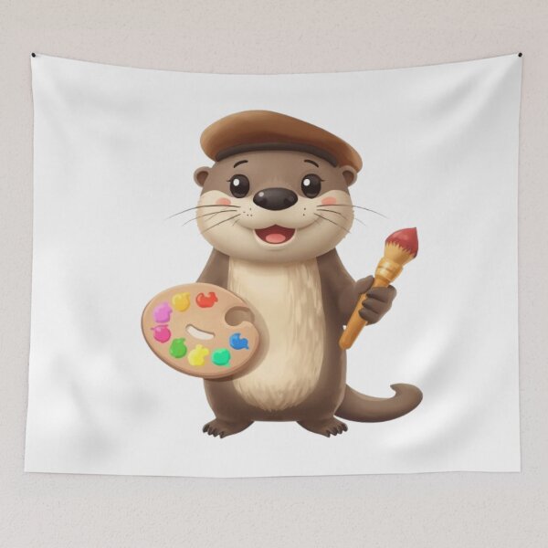 Item preview, Cute Paint Artist Otter Kawaii Sticker | Creative Animal Art Gift designed and sold by Stylestickers55.
