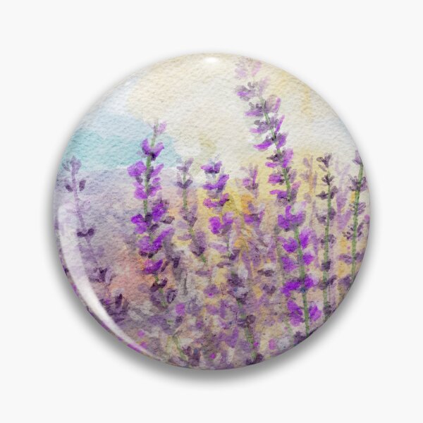 Item preview, Watercolor Lavender Field Sunlit Botanical Art designed and sold by LafinaArt.