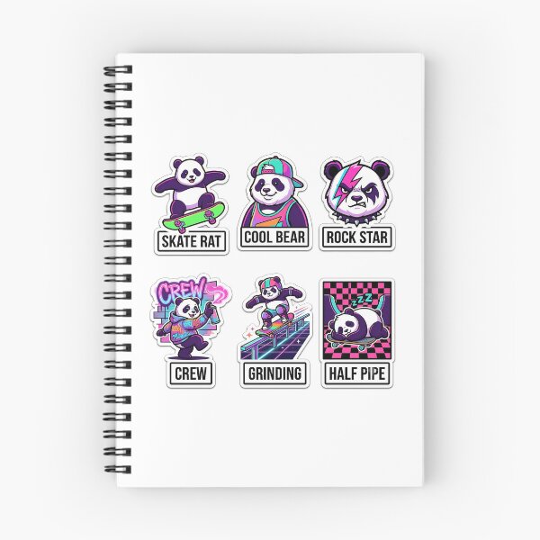 Item preview, Retro Skate Panda Sticker Pack - Vintage Neon & Street Puns designed and sold by SimpleP.