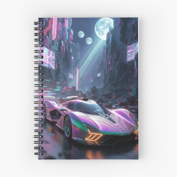 Item preview, Cyber Canyon Drift - Neon Iridescent Hypercar Art designed and sold by Nexus Space.