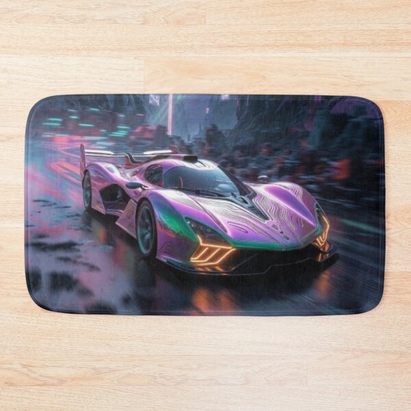 Item preview, Cyber Canyon Drift - Neon Iridescent Hypercar Art designed and sold by Nexus Space.
