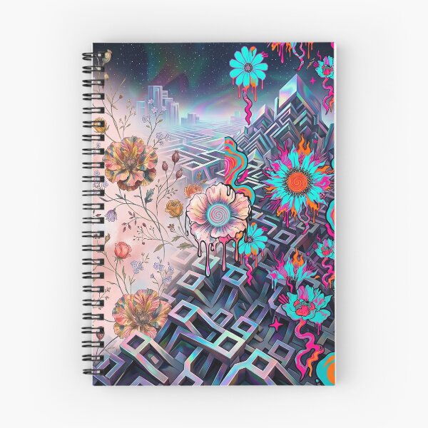 Item preview, Surreal Psychedelic Neon Flower Cyber Maze designed and sold by WitchyBotanicaArt.