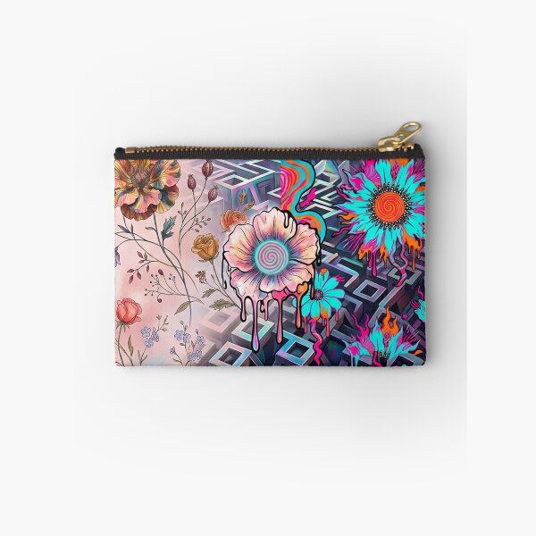 Item preview, Surreal Psychedelic Neon Flower Cyber Maze designed and sold by WitchyBotanicaArt.
