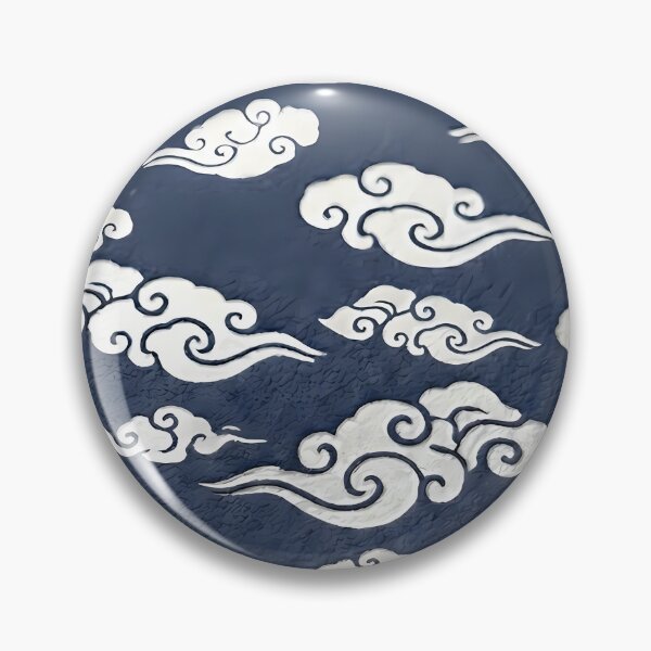 Item preview, Korean Traditional Silver Cloud Pattern on Navy Blue designed and sold by SOOstudio73.