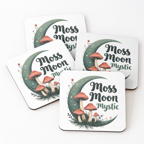 Item preview, Moss Moon Mystic - Enchanted Forest Mushrooms Art designed and sold by Connys Colorful World.