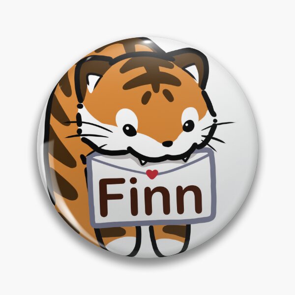 Item preview, name Finn Tag Tiger name sticker designed and sold by Mypixieart.