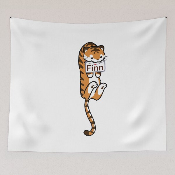 Item preview, name Finn Tag Tiger name sticker designed and sold by DanisPixieArt.