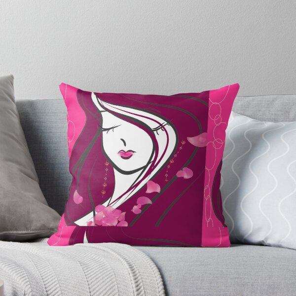 Item preview, pink petals and long burgundy hair woman pop art designed and sold by Coco-nita.