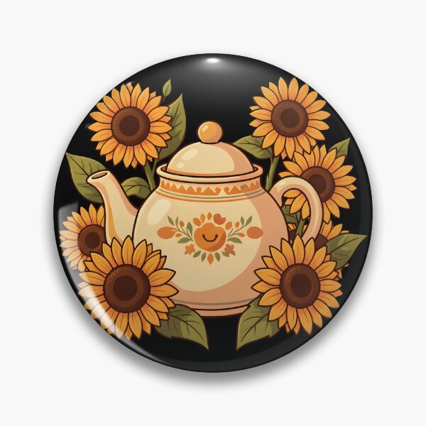 Item preview, Retro Vintage Teapot Sunflowers Cottagecore Aesthetic designed and sold by KCasual.