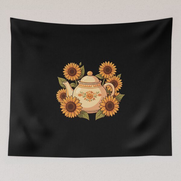 Item preview, Retro Vintage Teapot Sunflowers Cottagecore Aesthetic designed and sold by KCasual.
