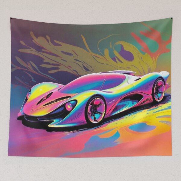 Item preview, Neon Light Burst Supercar - Organic Abstract Racing Art designed and sold by Nexus Space.