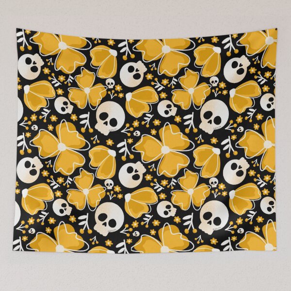 Item preview, Skulls in Yellow Wildflower Meadow large  designed and sold by studioaudrea.