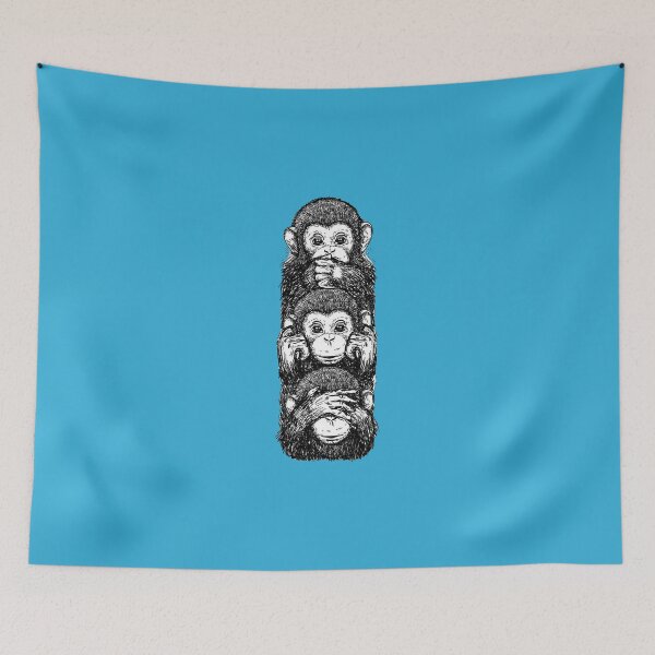 Item preview, Three Wise Monkeys Vertical Ink Sketch Totem designed and sold by Macias123.