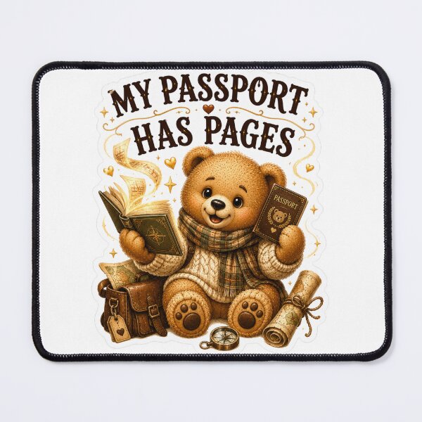 Item preview, My Passport Has Pages Cute Teddy Bear Book Lover Sticker designed and sold by DreamTags Studio.