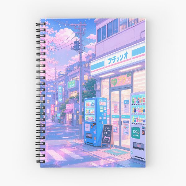 Item preview, dreamy pastel japanese street ~ kawaii anime cityscape ~ sakura night designed and sold by Mypixieart.