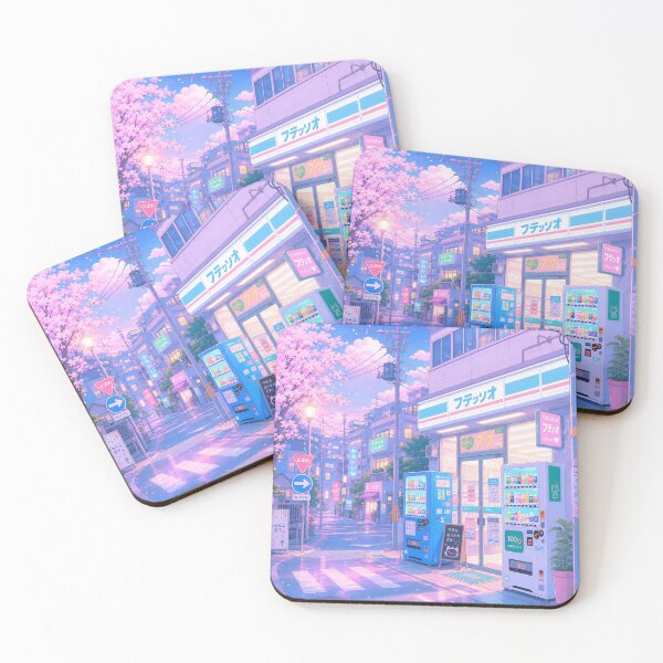 Item preview, dreamy pastel japanese street ~ kawaii anime cityscape ~ sakura night designed and sold by Mypixieart.