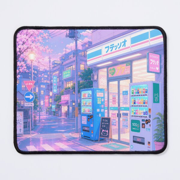 Item preview, dreamy pastel japanese street ~ kawaii anime cityscape ~ sakura night designed and sold by Mypixieart.