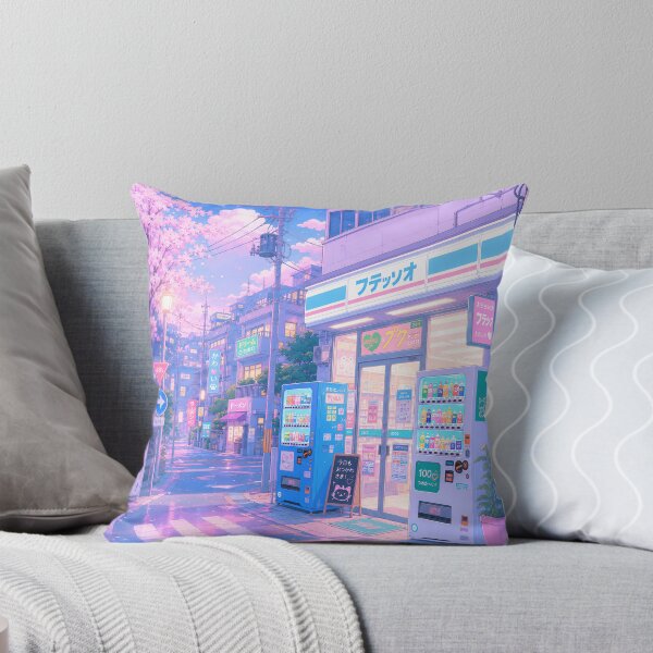 Item preview, dreamy pastel japanese street ~ kawaii anime cityscape ~ sakura night designed and sold by Mypixieart.