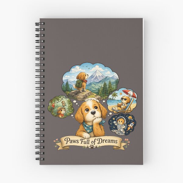 Item preview, Paws Full of Dreams – Cute Adventure Puppy Hiking Beach Space Dog Lover Cartoon T-Shirt designed and sold by HOUSE OF TIST.