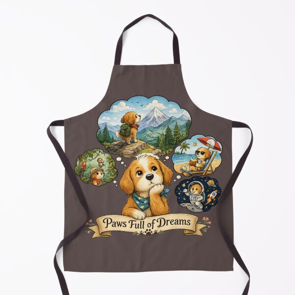 Item preview, Paws Full of Dreams – Cute Adventure Puppy Hiking Beach Space Dog Lover Cartoon T-Shirt designed and sold by HOUSE OF TIST.