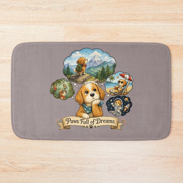 Item preview, Paws Full of Dreams – Cute Adventure Puppy Hiking Beach Space Dog Lover Cartoon T-Shirt designed and sold by HOUSE OF TIST.