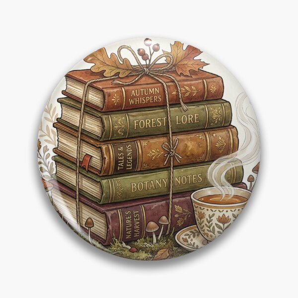 Item preview, Cozy Autumn Book Stack Tea Mushrooms designed and sold by AEVORI.
