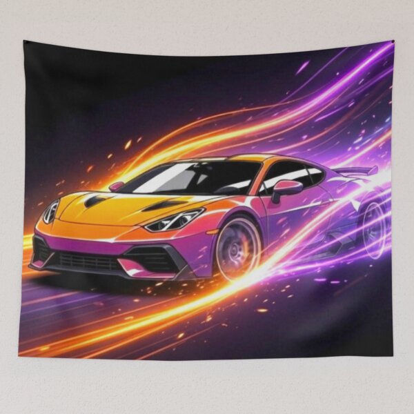 Item preview, Neon Light Burst Supercar - Organic Abstract Racing Art designed and sold by Nexus Space.