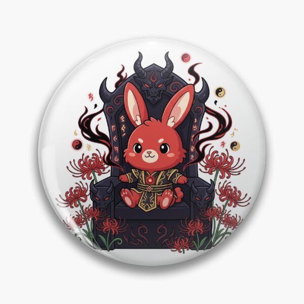 Item preview, Chibi Red Rabbit Demon Cultivator on Dark Throne Sticker designed and sold by uegi.