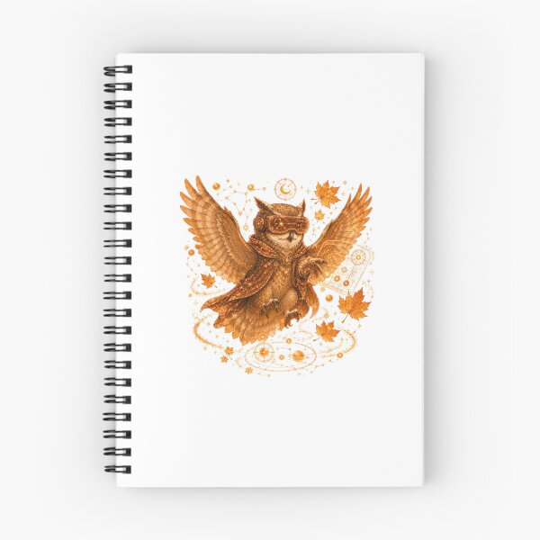 Item preview, Steampunk Aviator Owl Flying In Autumn Leaves Cyber Fall designed and sold by AQUILAKREO.
