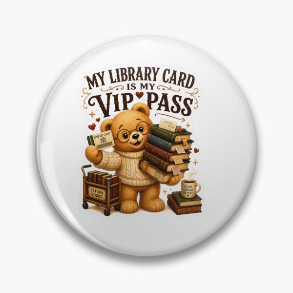 Item preview, My Library Card Is My VIP Pass Cute Teddy Bear Sticker designed and sold by DreamTags Studio.