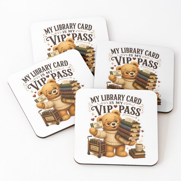 Artikelvorschau, Mein Bibliotheksausweis ist mein VIP-Pass – süßer Teddybär-Aufkleber entworfen und verkauft von DreamTags Studio.
