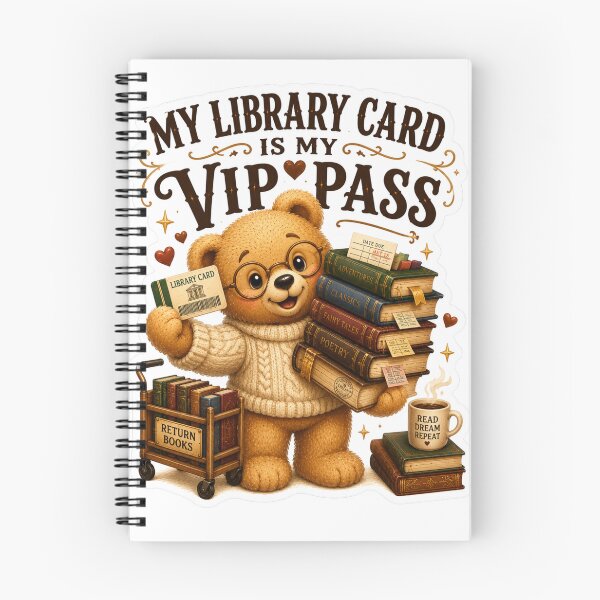 Item preview, My Library Card Is My VIP Pass Cute Teddy Bear Sticker designed and sold by DreamTags Studio.
