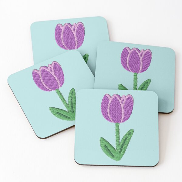 Item preview, Embroidered Purple Tulip Design – Floral Stitch Aesthetic Art designed and sold by TheStephanieRome.
