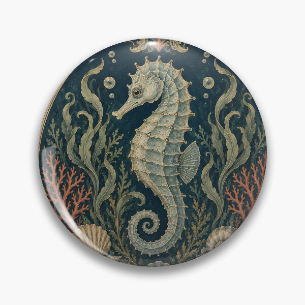 Item preview, Art Nouveau Seahorse with Coral and Seashells designed and sold by ArtDesignRemix.