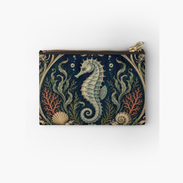 Item preview, Art Nouveau Seahorse with Coral and Seashells designed and sold by ArtDesignRemix.