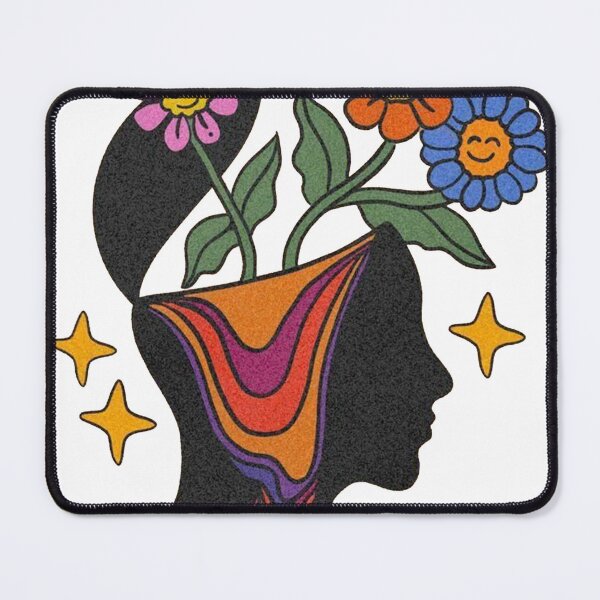 Item preview, Blooming Mind – Retro Psychedelic Floral Head Illustration | Colorful Mental Growth Art designed and sold by Bloomarie Art.
