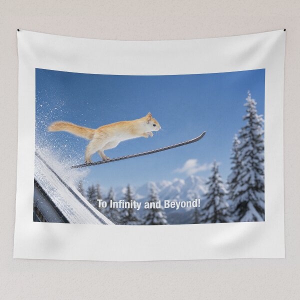 Artikelvorschau, Skispringen mit weißen Eichhörnchen entworfen und verkauft von James Cumming.