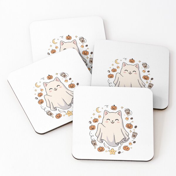 Item preview, Cute Ghost Cat Coffee Halloween Kawaii Spooky Season designed and sold by Omarmadani.